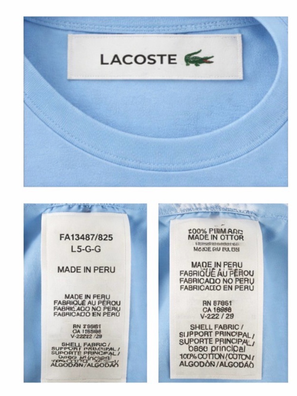 Lacoste Sky Blue Crewneck T-Shirt with Green Crocodile Emblem - Picture 2 of 3